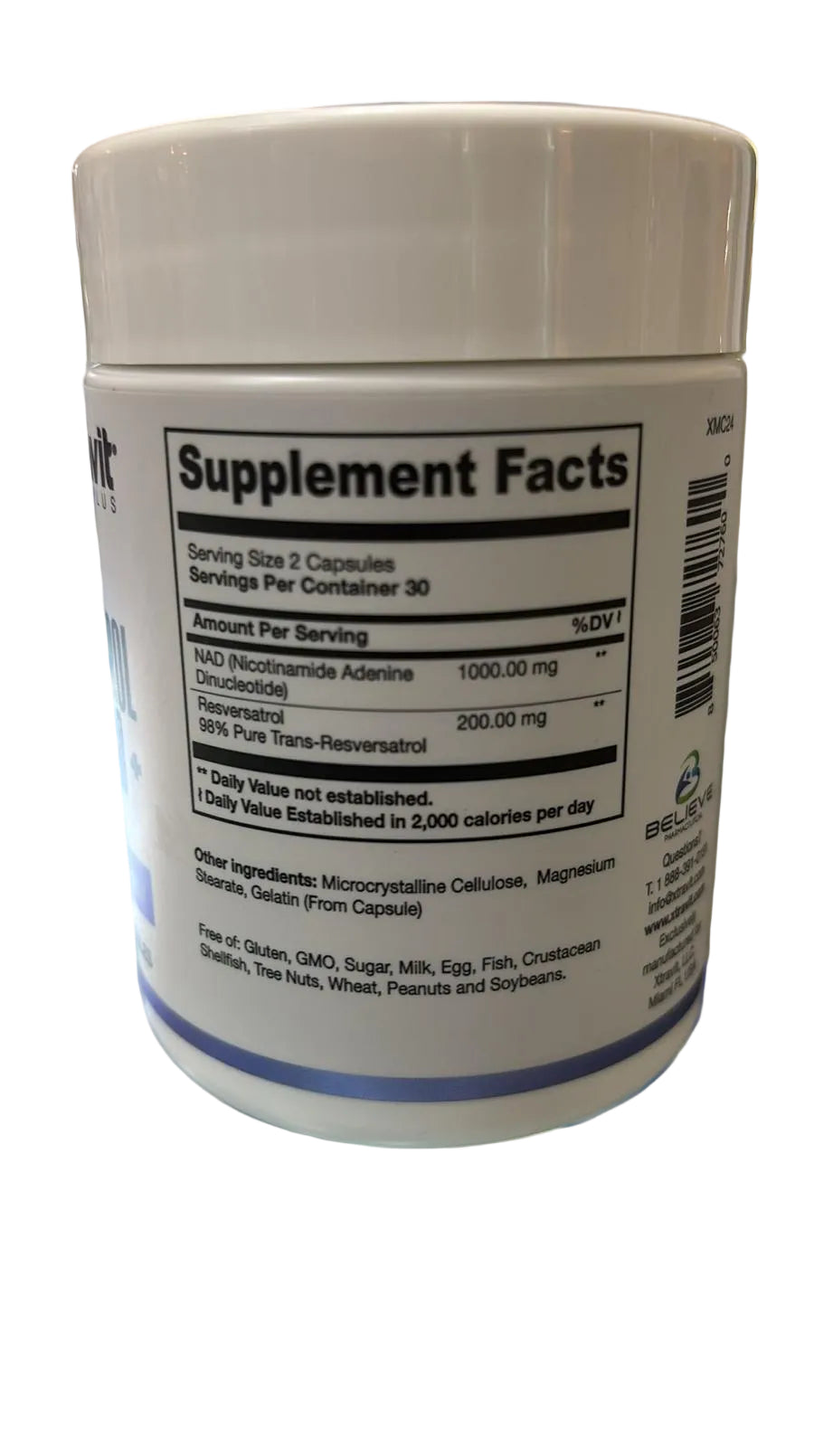 Resveratrol con NAD+ 1.000 mg Xtravit Plus, 60 Cápsulas de Xtravit LLC — detalle del producto