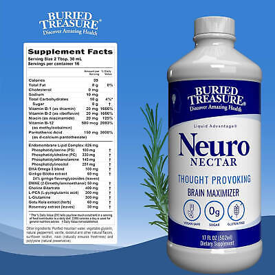 Buried Treasure Neuro Nectar 16 oz — etiqueta del producto (foto de archivo)