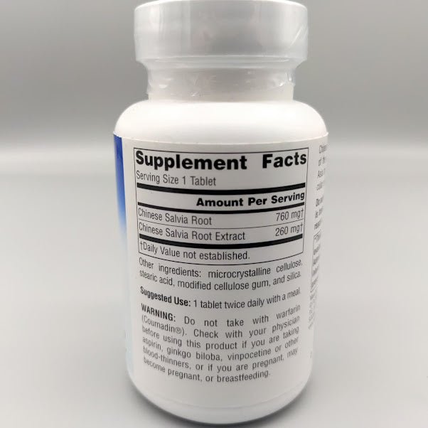 Salvia 1020 mg 60 Tabletas para Circulación y Corazón — etiqueta con los ingredientes