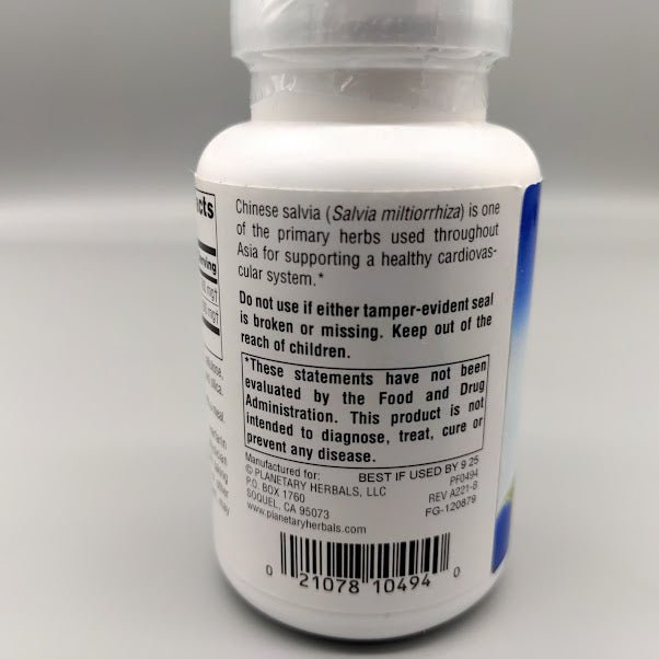 Salvia 1020 mg 60 Tabletas para Circulación y Corazón — vista posterior del envase