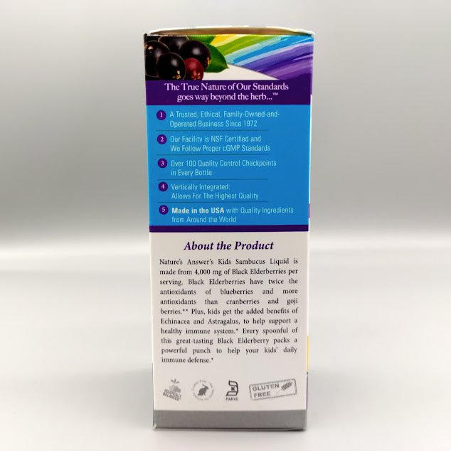 Sambucus Kids - Kid's Formula - Infused with Echinacea + Astragalus - 4,000mg Black Elderberries - 4oz (foto de archivo)