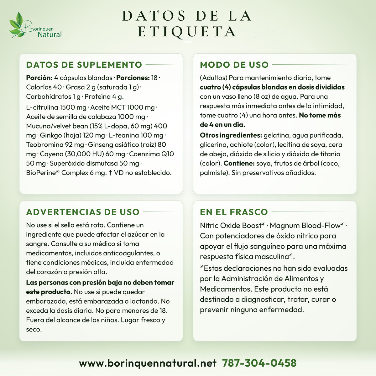Datos de la etiqueta de Steel-Libido RED Irwin Naturals: datos de suplemento, modo de uso, otros ingredientes, alérgenos y advertencias