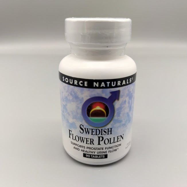 Frasco de polen de flores sueco Source Naturals con 90 tabletas para la próstata (foto de archivo)