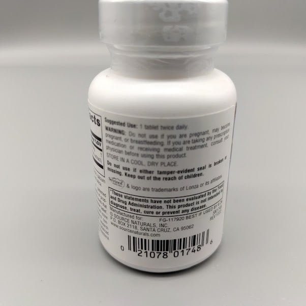Sytrinol 150 mg Source Naturals, frasco de 30 tabletas para el colesterol — vista posterior del envase