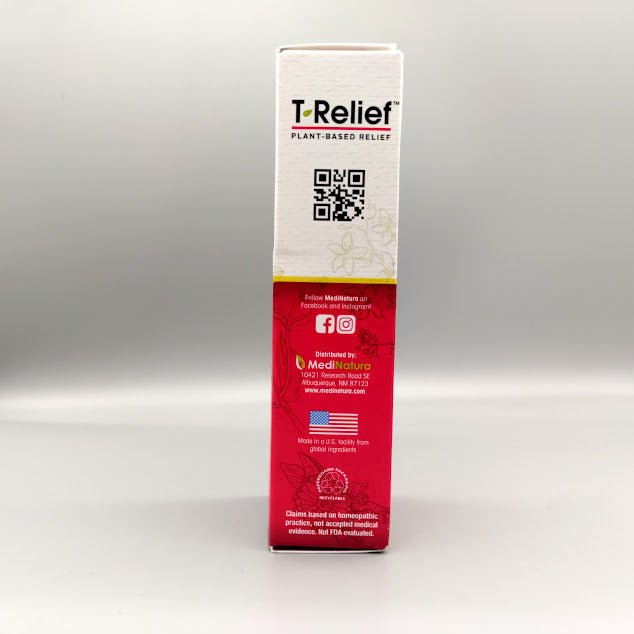 Crema T-Relief Extra Strength MediNatura árnica +12 para dolor muscular 3 oz — vista posterior del envase