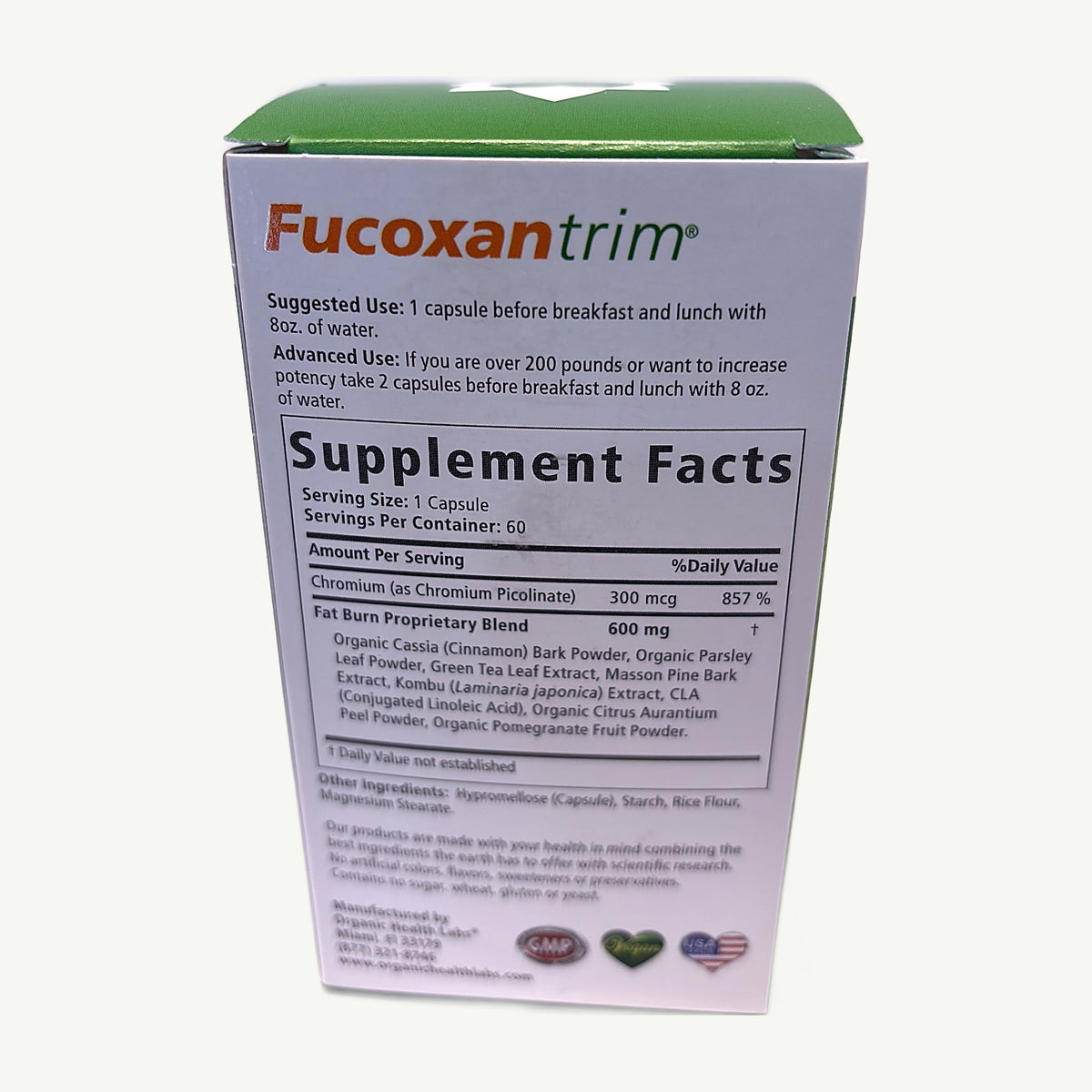 Fucoxantrim Organic Health Labs: foto real del envase tomada en la tienda Borinquen Natural (1 de 1)