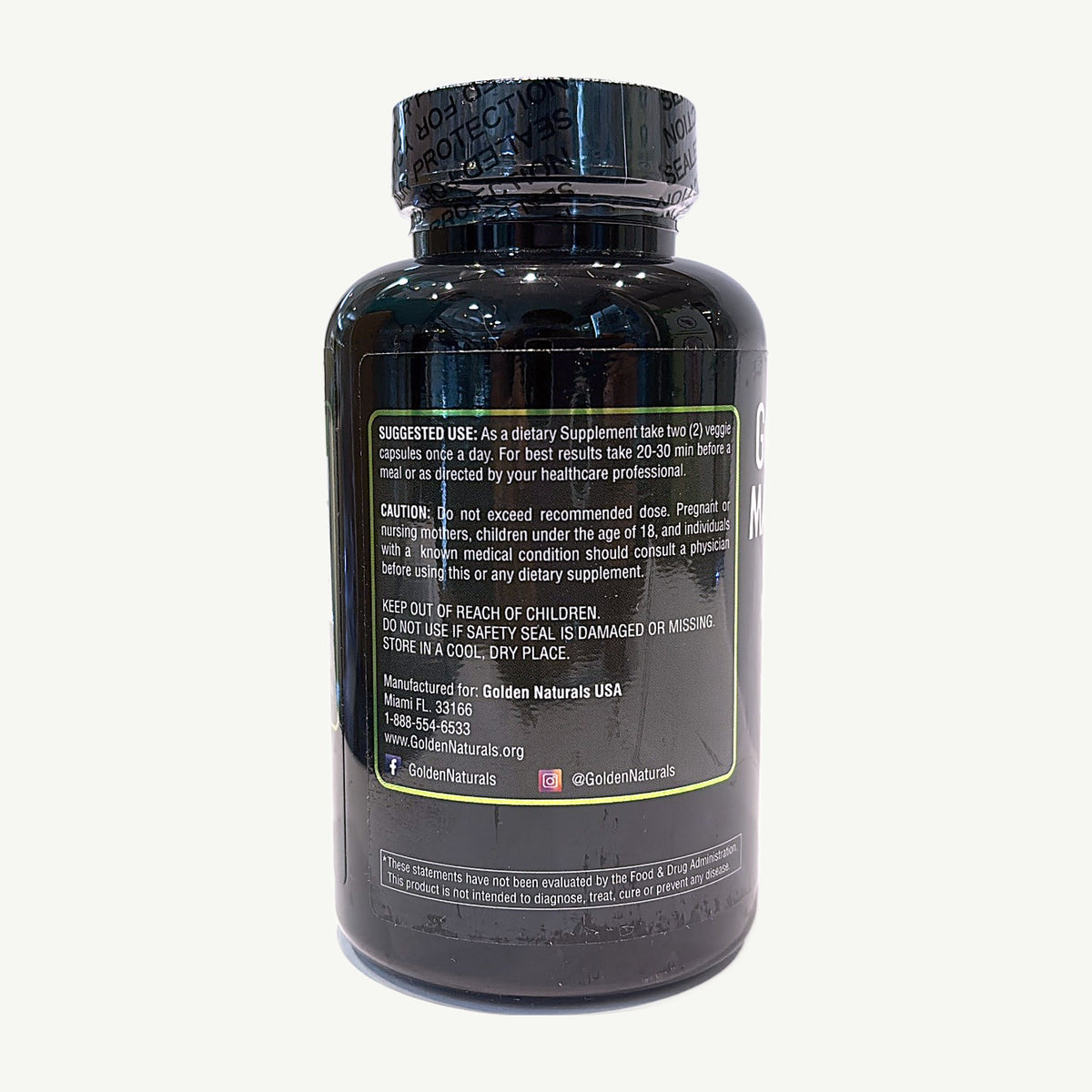 Magnesium Citrate 1200 mg Golden Naturals: foto real del frasco tomada en la tienda Borinquen Natural, modo de uso y avisos