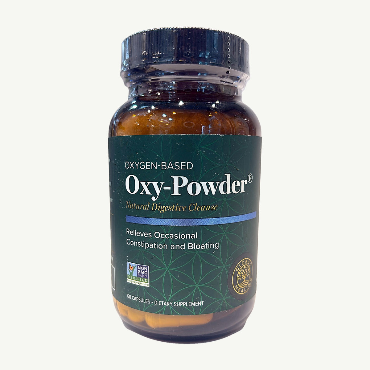 Oxy-Powder 60 cápsulas Global Healing — frente del frasco, foto de la tienda