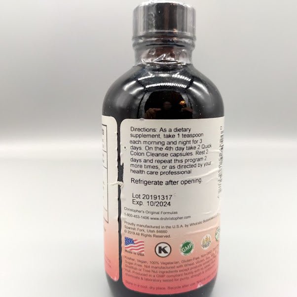 VF Syrup Christopher's, Jarabe con Nogal Negro y Ajenjo, 4 oz de Christophers Original For — envase