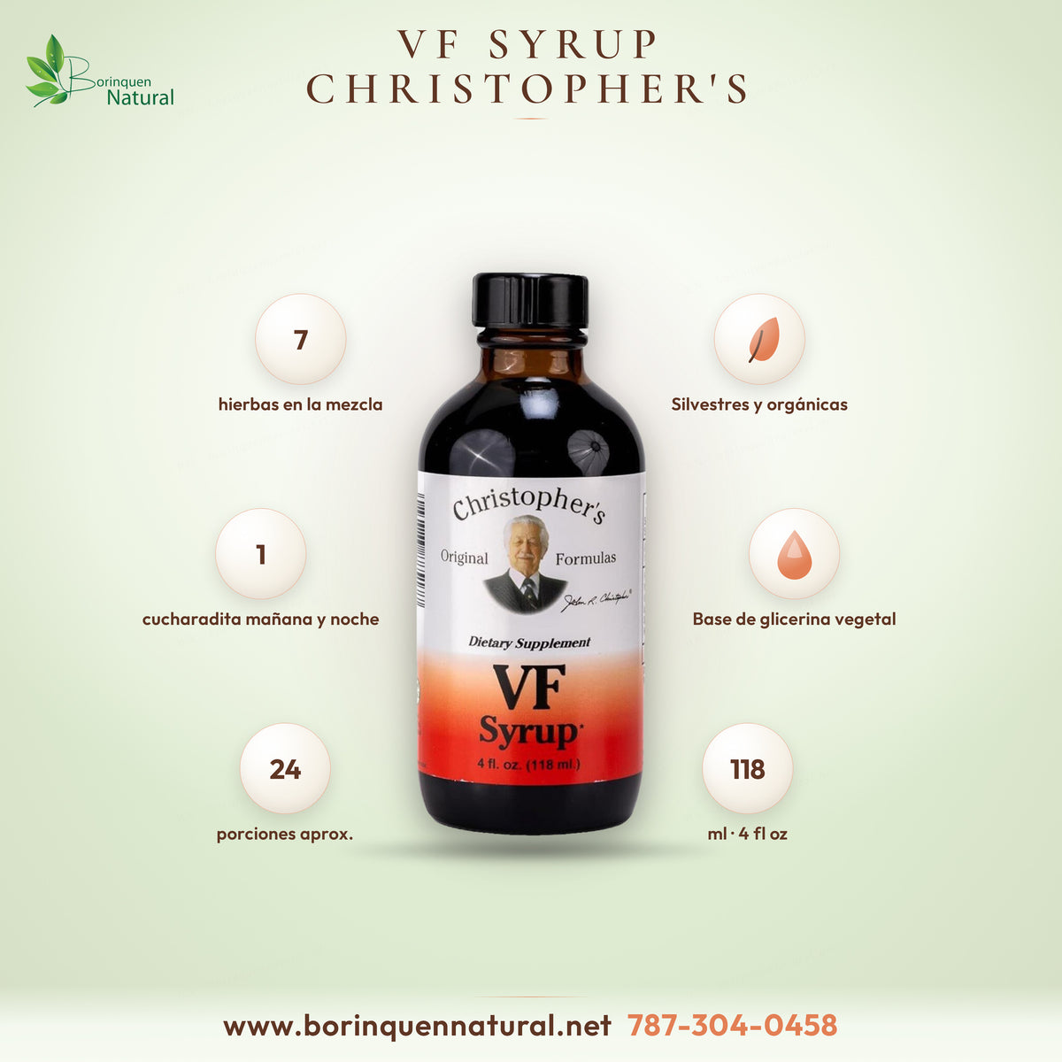 VF Syrup Christopher's, Jarabe con Nogal Negro y Ajenjo, 4 oz de Christophers Original For