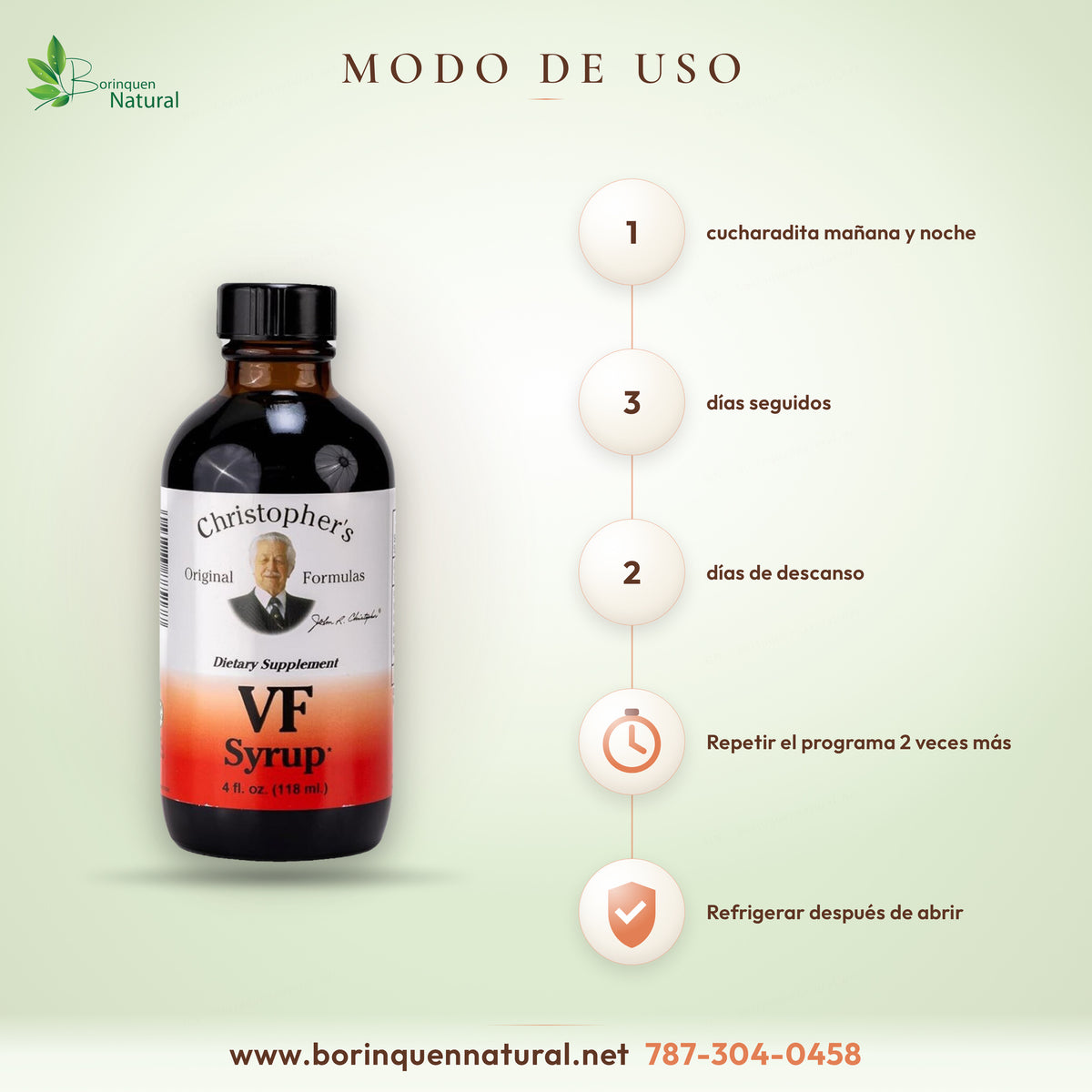 VF Syrup Christopher's, Jarabe con Nogal Negro y Ajenjo, 4 oz de Christophers Original For — etiqueta con los ingredientes