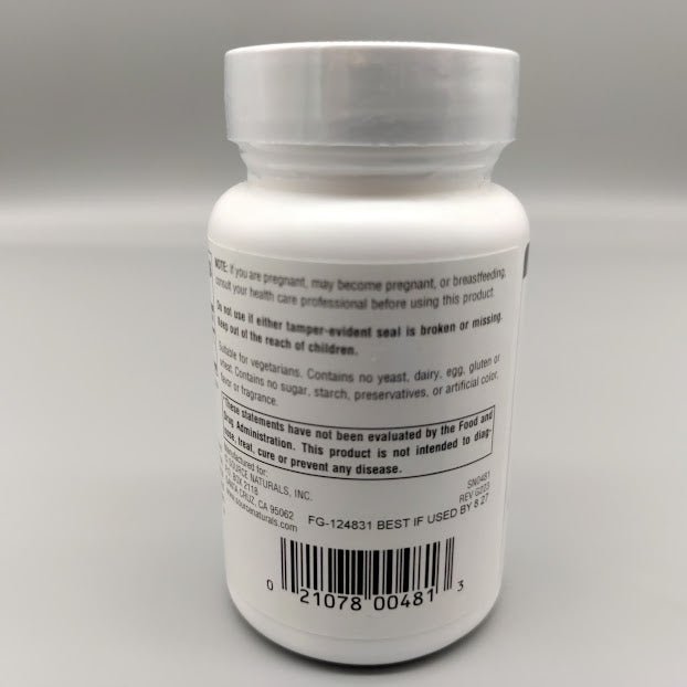Vitamina E - 400 IU - 50 Tablets - Source Naturals — vista posterior del envase