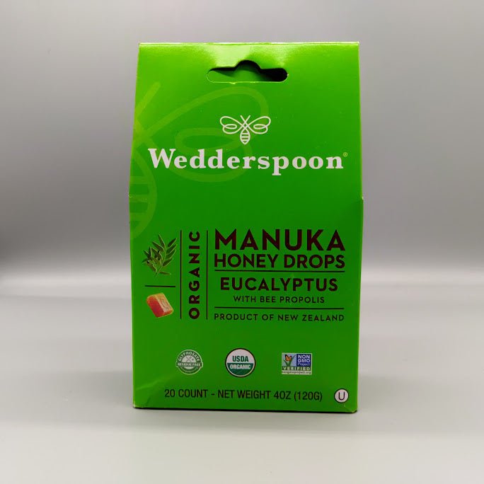 Wedderspoon Organic Manuka Honey Drops, Eucalyptus + Bee Propolis, 4.0 Oz, Unpasteurized, Genuine New Zealand Honey, Perfect Remedy For Dry Throats