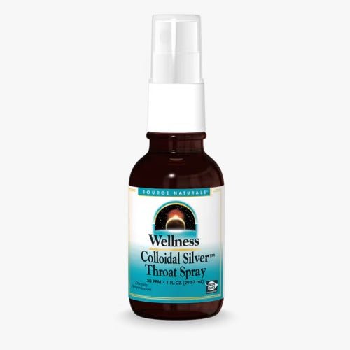 Wellness Colloidal Silver™ Throat Spray 30 ppm 1 fl oz de Source Naturals (foto de archivo)