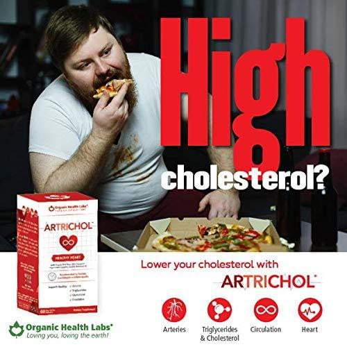 Artrichol Organic Health Labs 60 cápsulas vegetarianas para colesterol — etiqueta con los ingredientes
