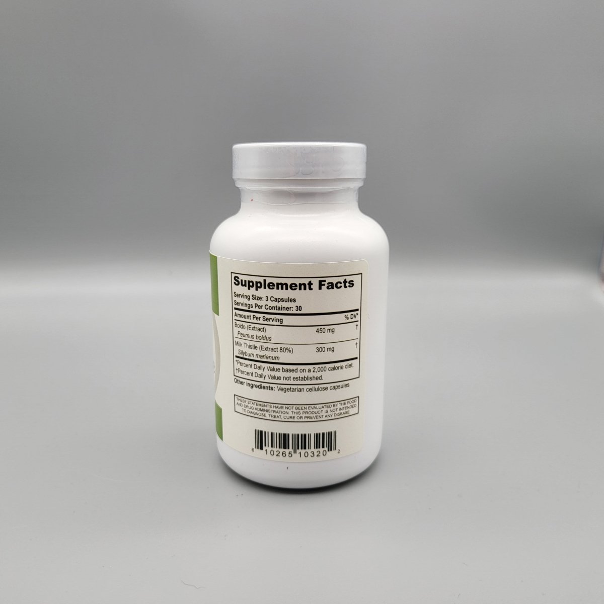Boldo y Cardo Mariano Natural Living, 450 mg y 300 mg, 90 Cápsulas — etiqueta con los ingredientes