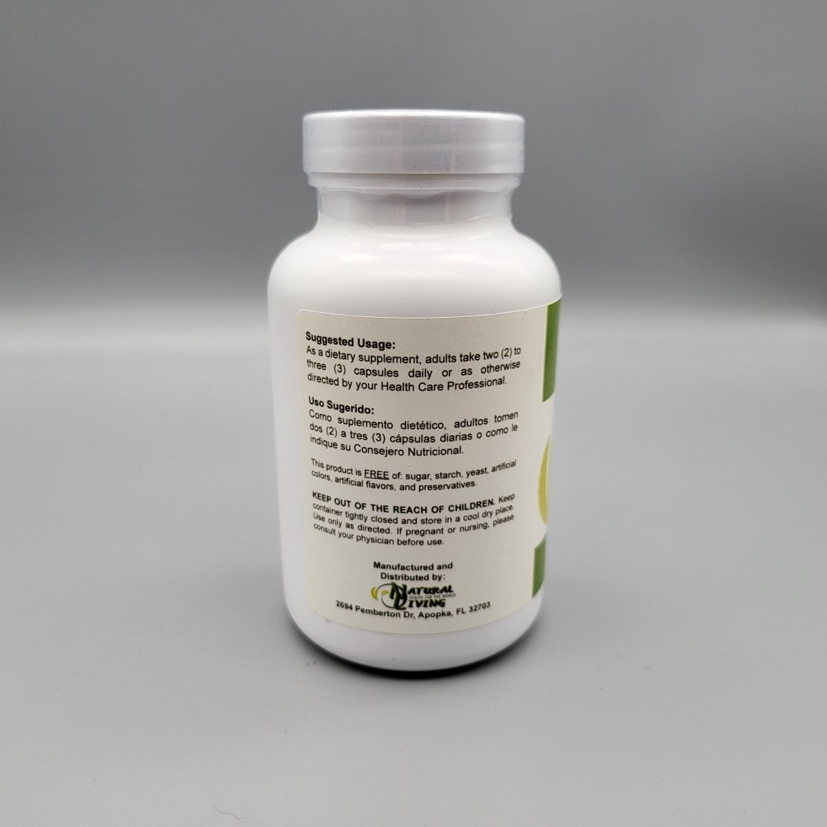 Boldo y Cardo Mariano Natural Living, 450 mg y 300 mg, 90 Cápsulas — vista posterior del envase