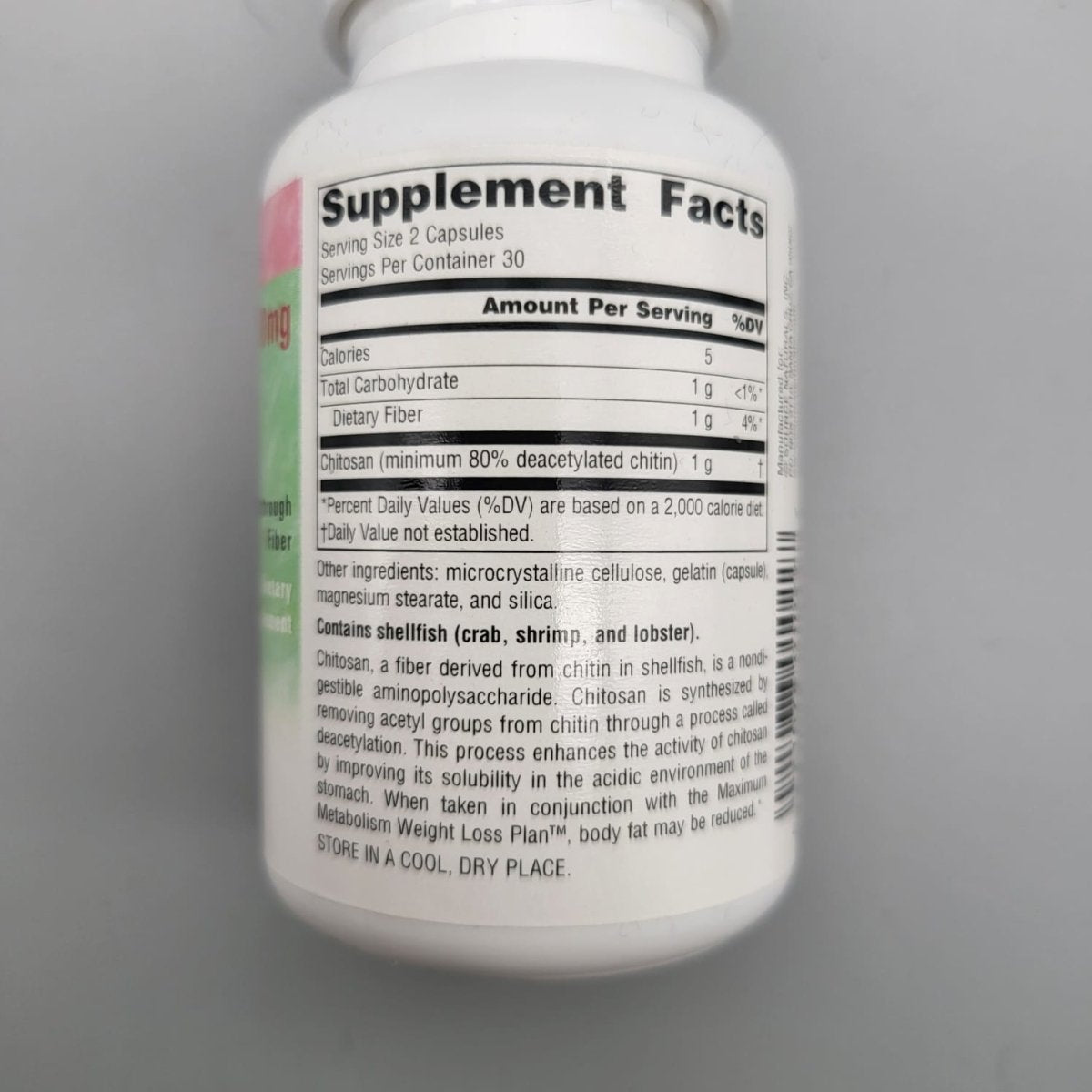 DIET CHITOSAN 500MG 60C de Source Naturals — vista lateral