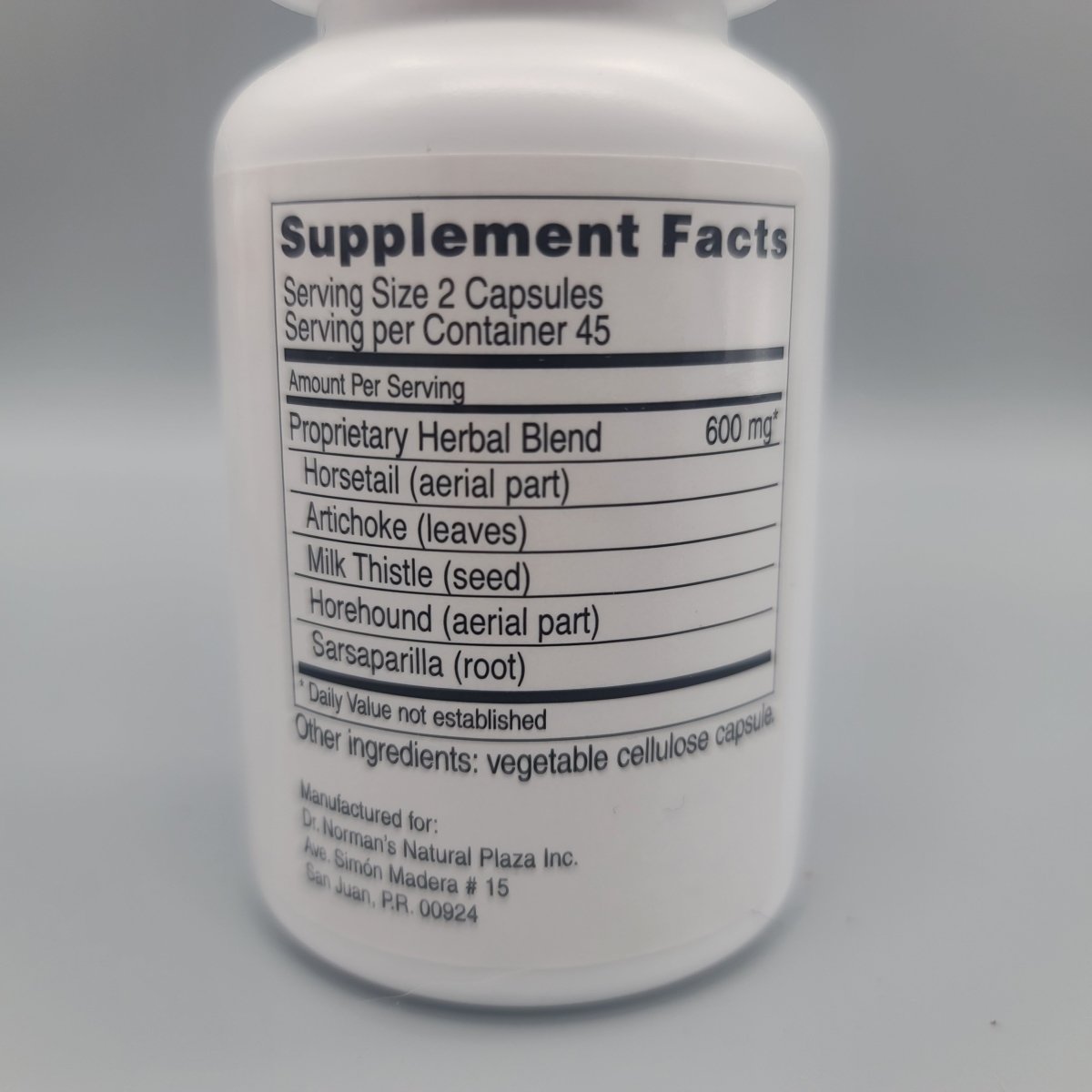 Lipidplex Dr. Norman 90 cápsulas para colesterol — etiqueta con los ingredientes (foto de archivo)