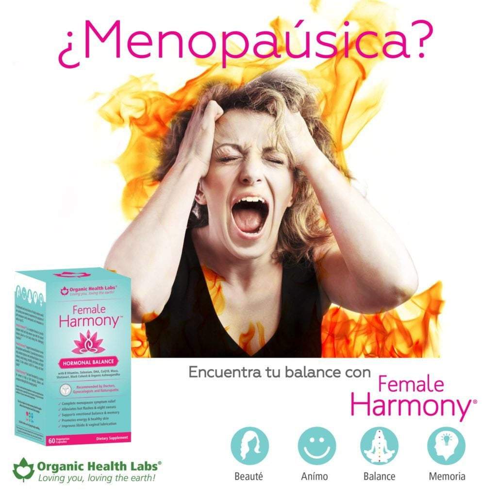 Female Harmony 60 cápsulas para sofocos y menopausia — etiqueta con los ingredientes