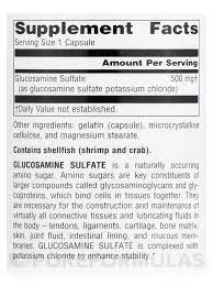 Glucosamina Sulfato 500 mg Sin Sodio Source Naturals 240 Cápsulas — etiqueta con los ingredientes
