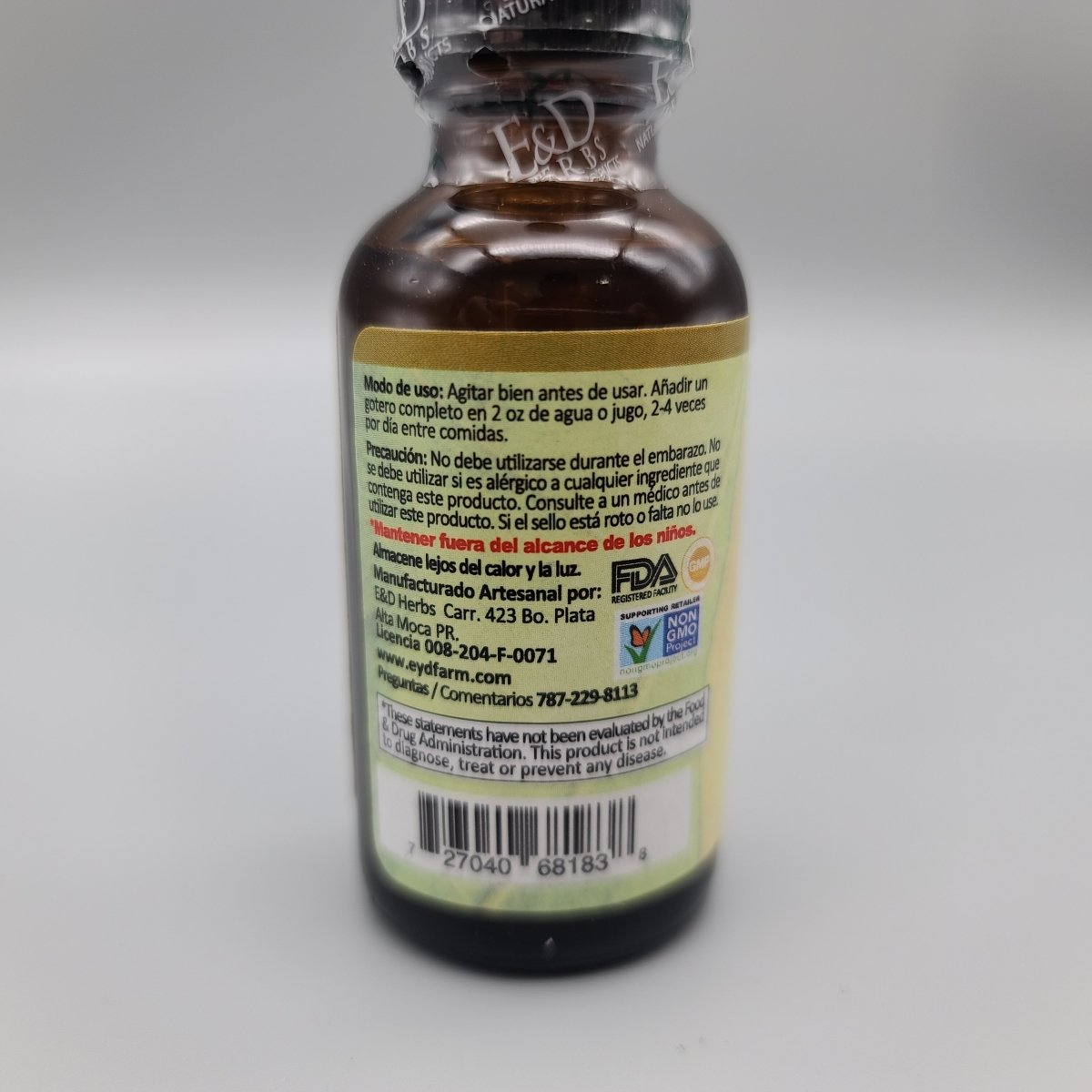 Jengibre en Gotas 1 oz Tintura para Digestión y Náuseas
