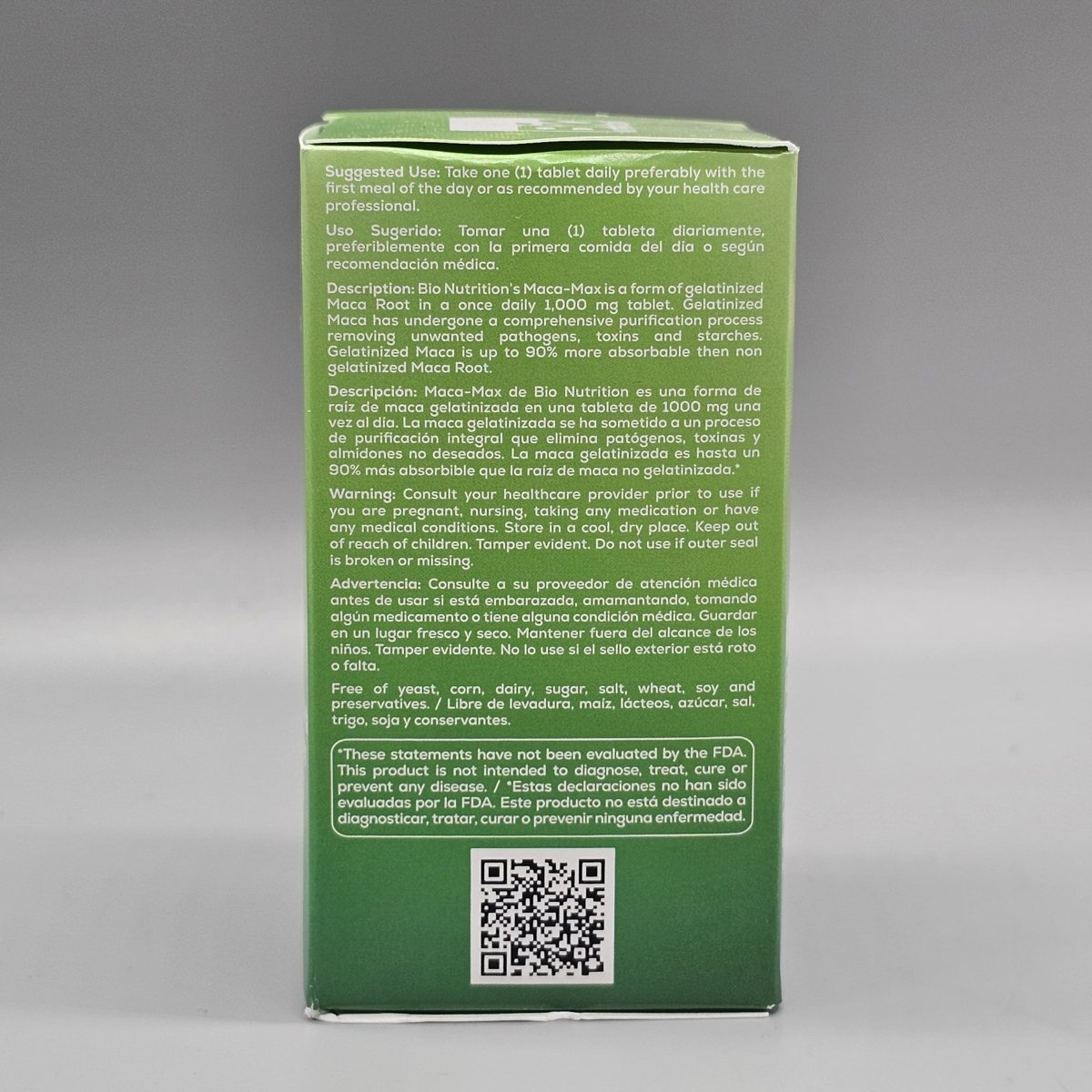 Maca-Max 1000 mg 30 Tabletas para Energía y Vitalidad — vista lateral
