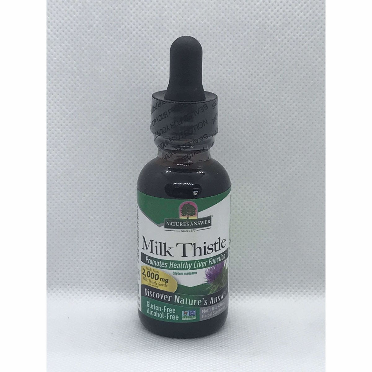 Cardo Mariano en Gotas 1 oz Milk Thistle para el Hígado de Nature's Answer (foto de archivo)
