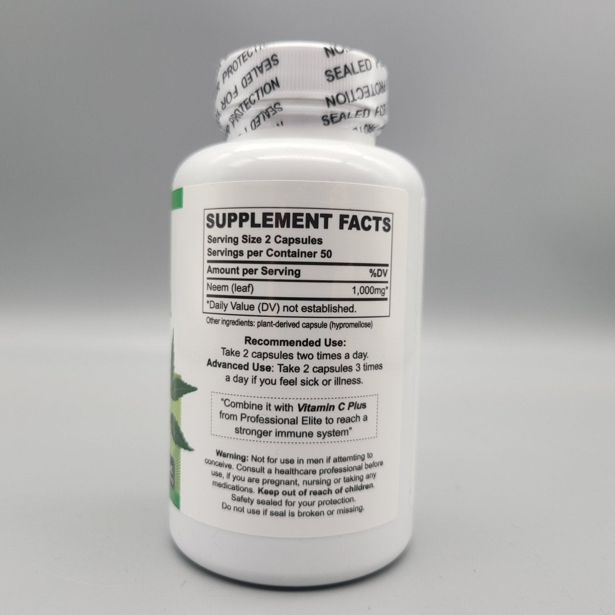 Neem Leaf: tabla Supplement Facts, uso recomendado, uso avanzado y advertencias