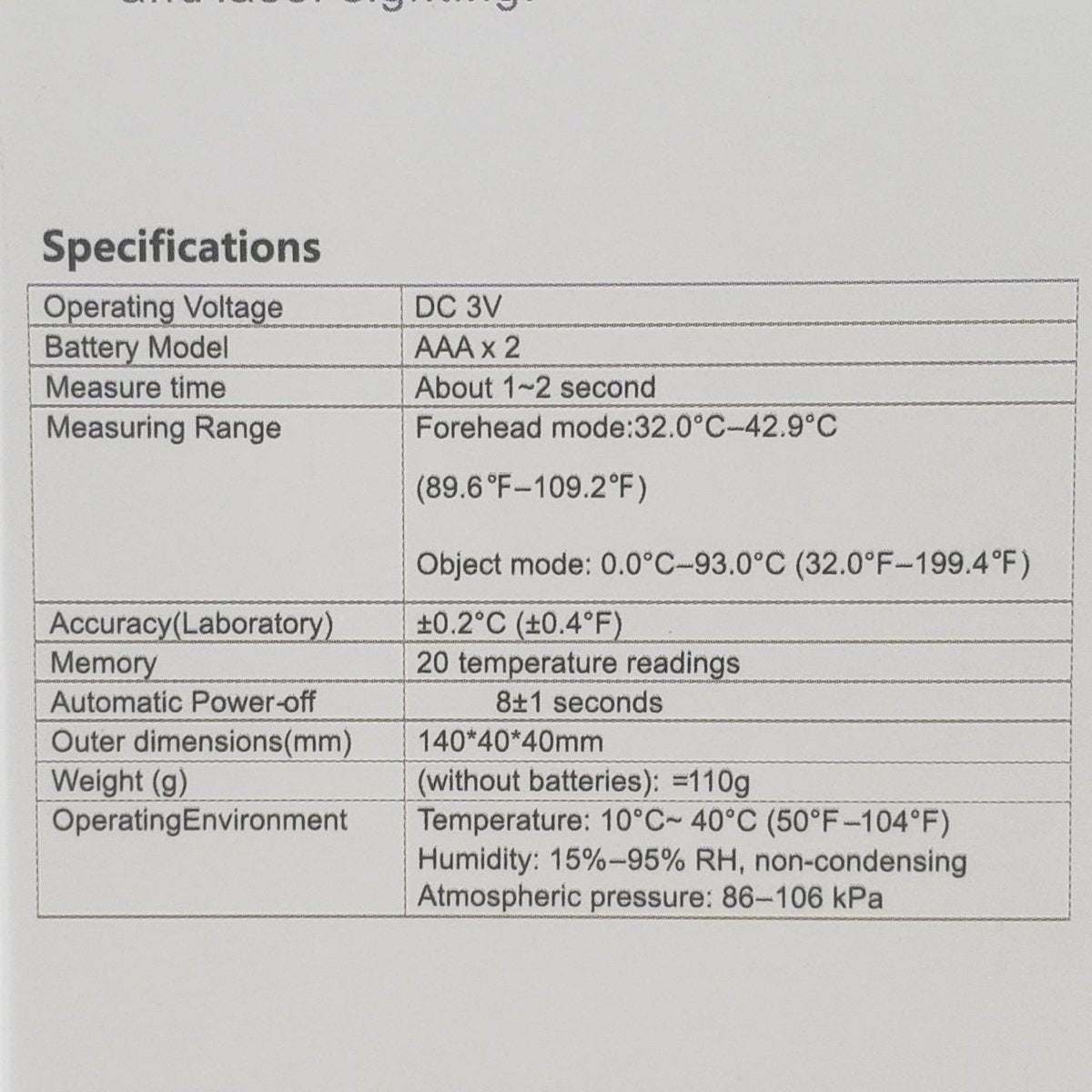 Termómetro - Infrarrojo - Detector Temperaturas - No Contacto - FDA Standard