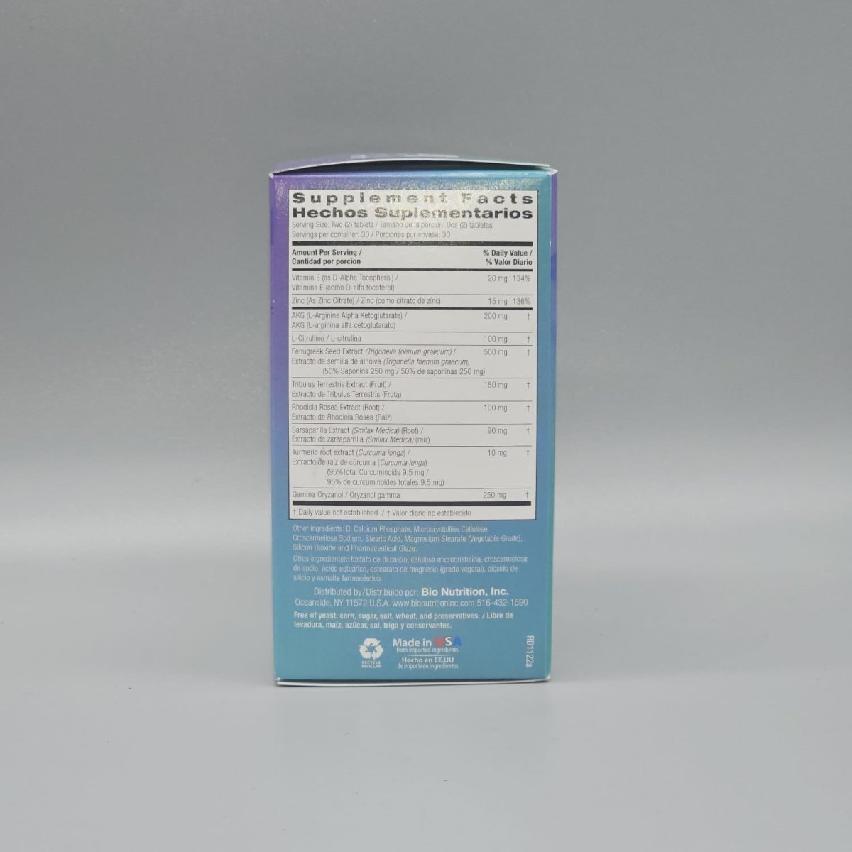 Testosterone Wellness for Men - 60 Tablets - Bio Nutrition — detalle