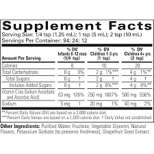 Defensas Altas para Niños | Vitamina C Líquida Rica Daily de Childlife — etiqueta con los ingredientes