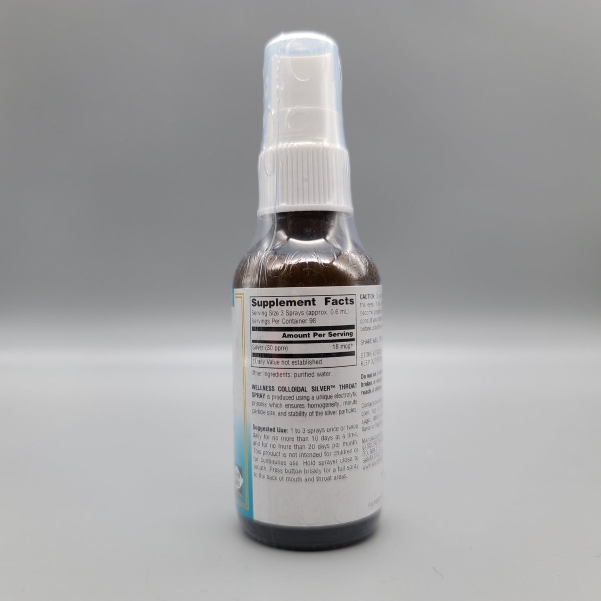 Wellness Colloidal Silver Throat Spray 30 ppm 20Z