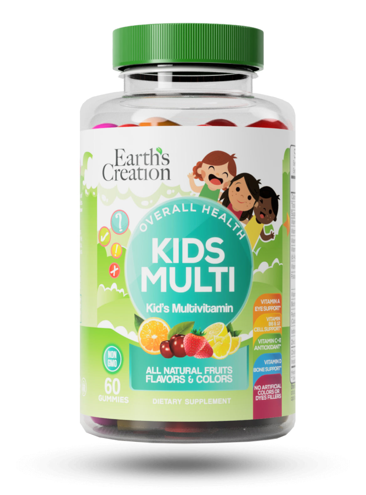 Multivitamínico para niños en gomitas Earth's Creation sabor Sour Berry, 60 gomitas
