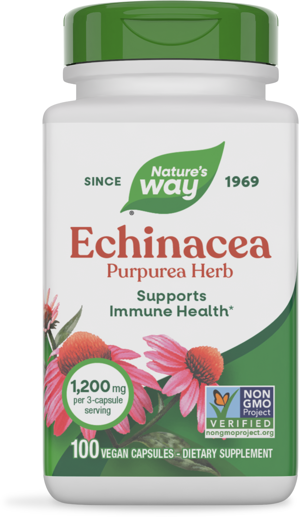 Equinácea (Echinacea) Orgánica 400 mg Nature's Way para defensas, 100 cápsulas