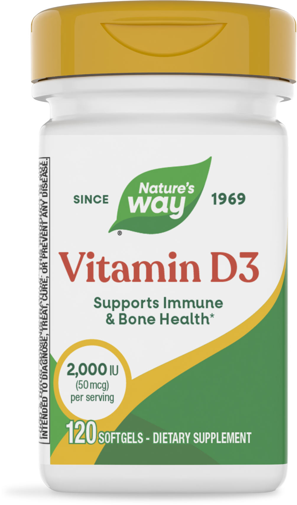 Vitamina D3 2,000 UI Nature's Way para huesos y defensas, 120 cápsulas blandas