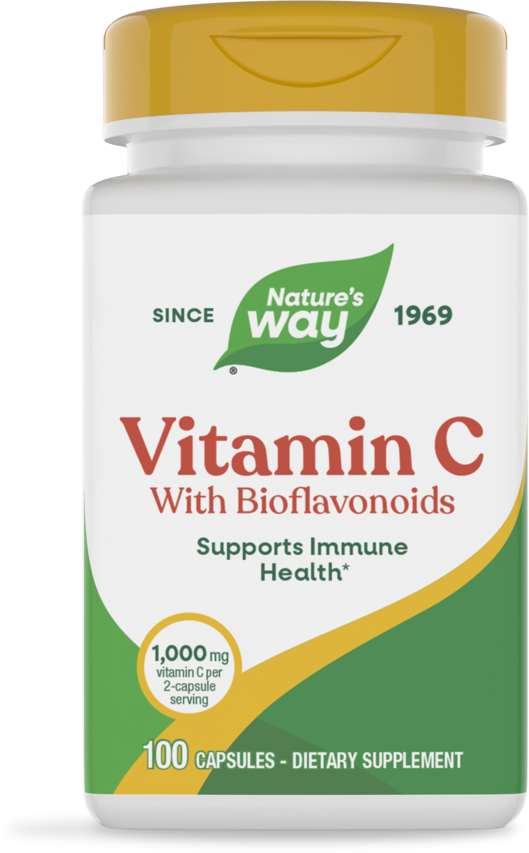 Vitamina C 1,000 mg con Bioflavonoides Nature's Way para defensas y piel, 100 cápsulas