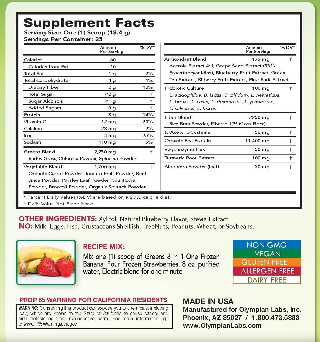 Greens Protein 8 in 1 – Olympian Labs (365 gm)