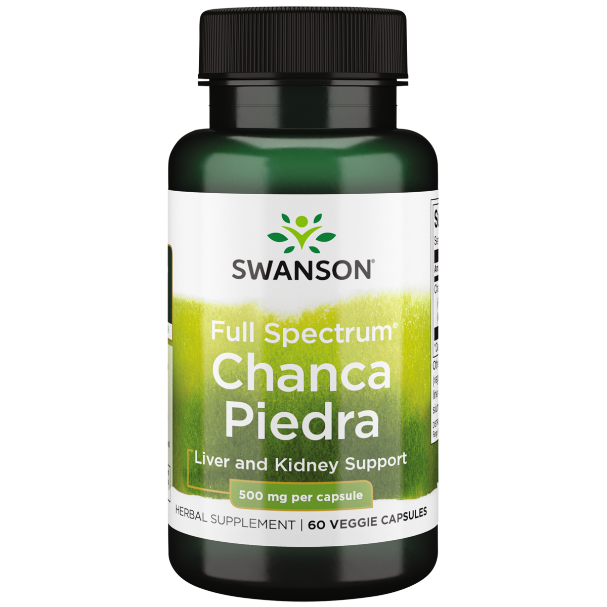 Chanca Piedra 500 mg Swanson Full Spectrum, frasco de 60 cápsulas vegetales