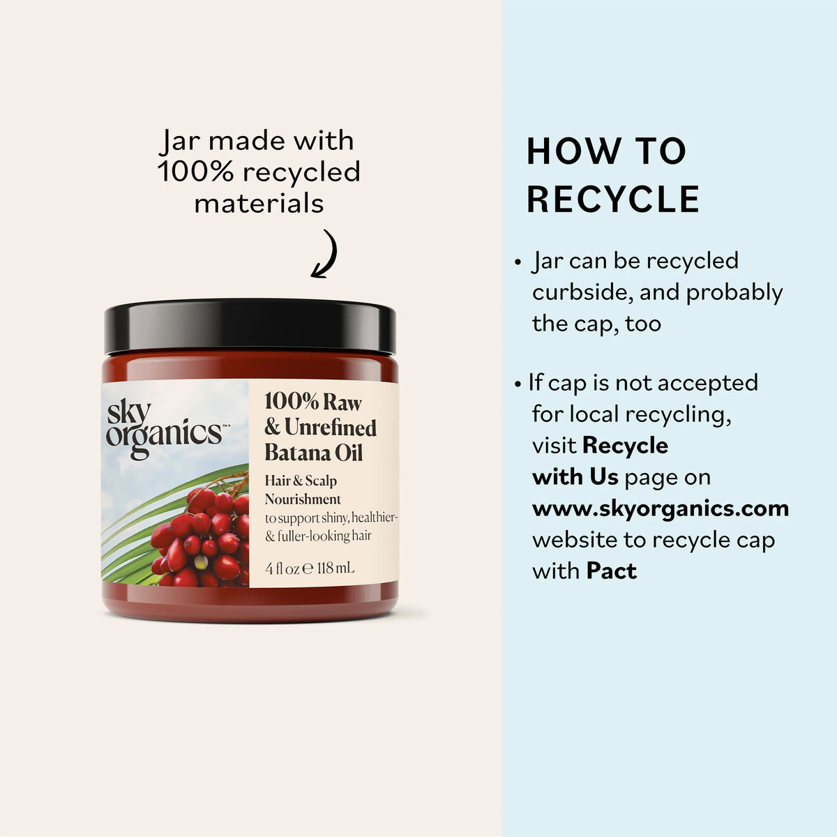 Sky Organics Batana Oil 100% Raw &amp; Unrefined – 4 oz