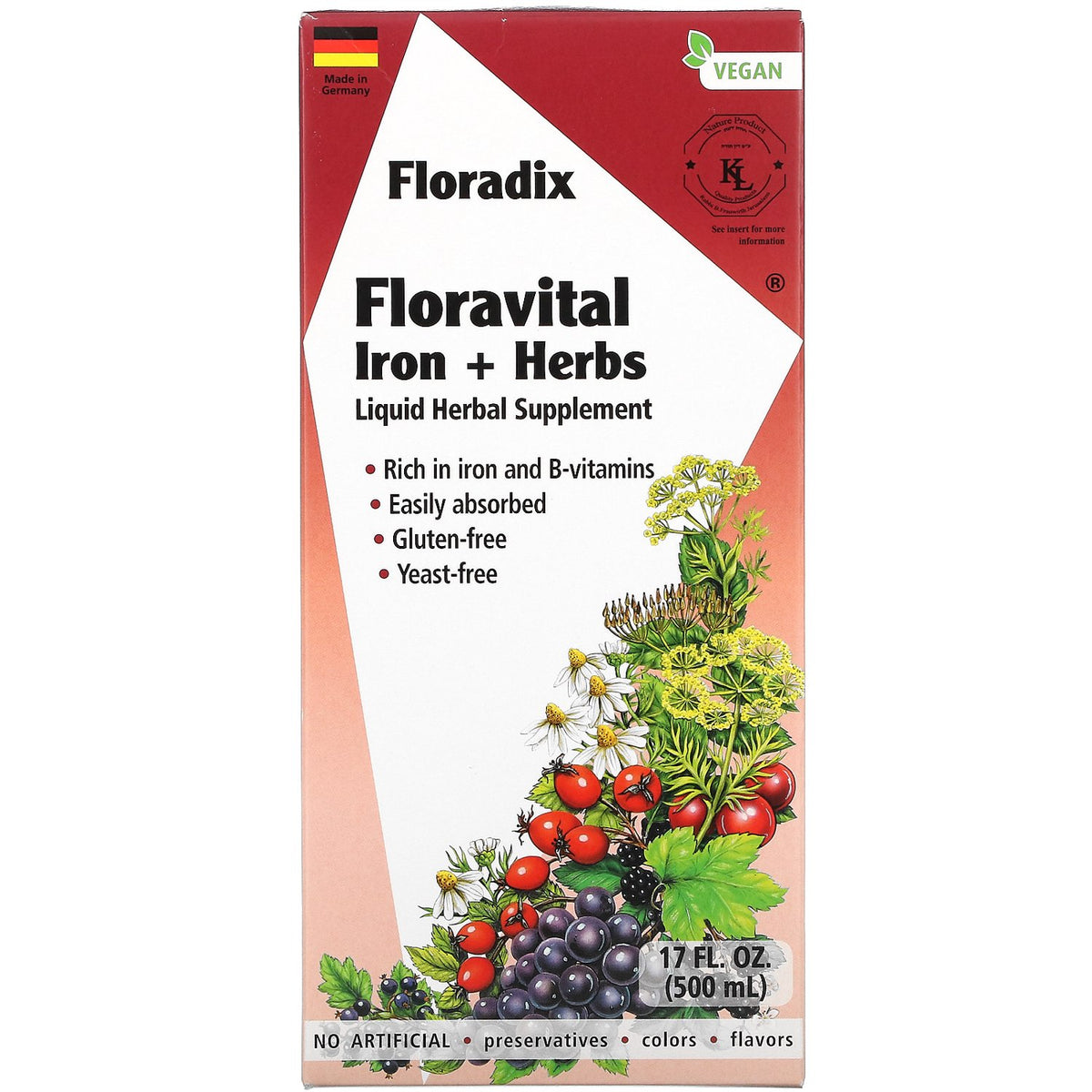 Floravital Hierro y Hierbas Sin Gluten Líquido 17 oz Flora