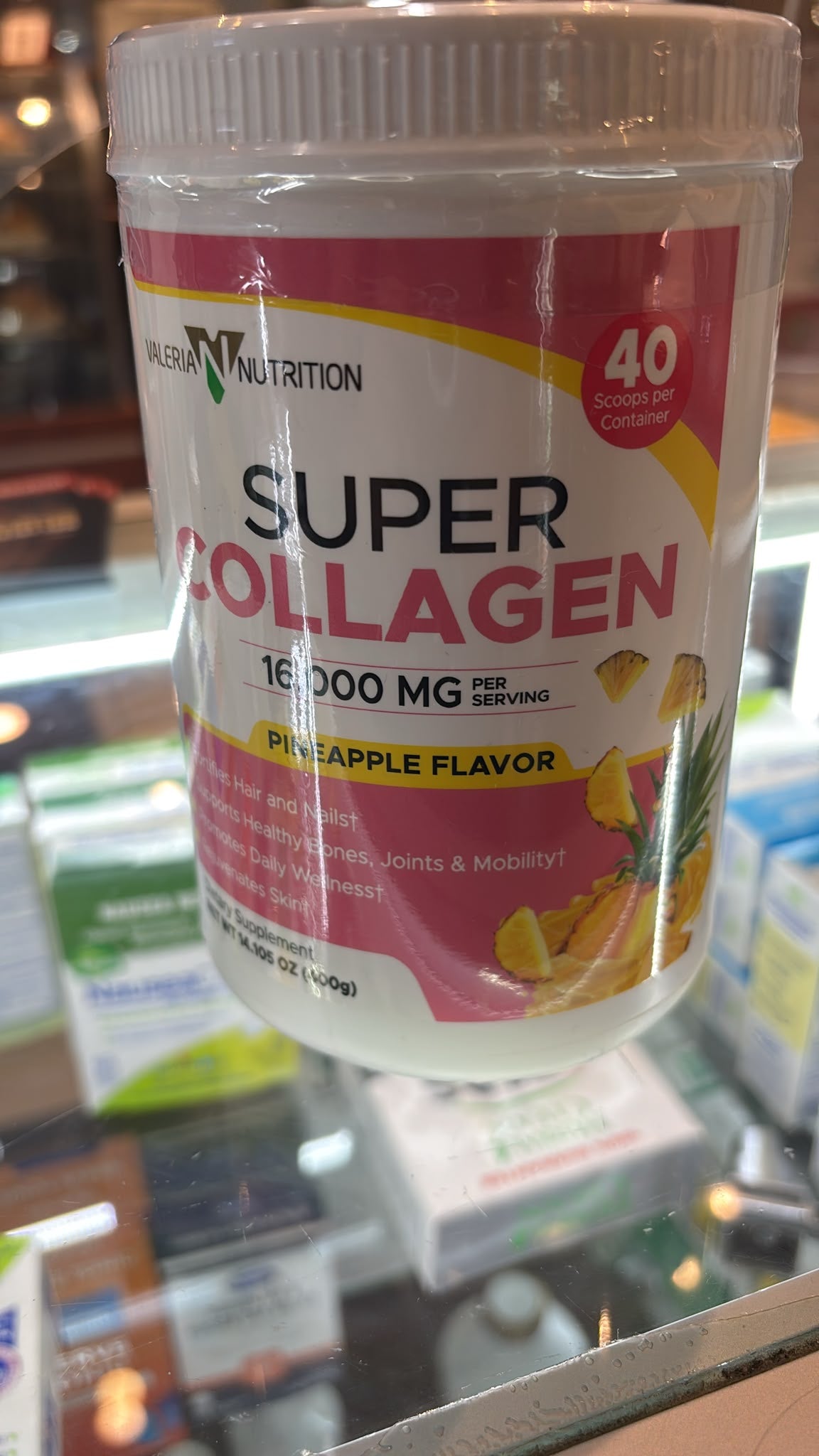 Super Colágeno 16,000 mg Valeria Nutrition sabor Piña, 40 medidas