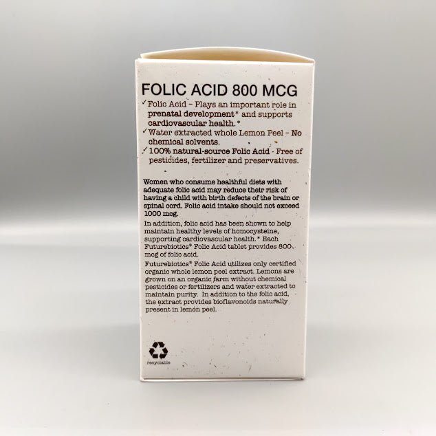 Ácido Fólico – 800mcg - 120 tabletas- Certificado Orgánico