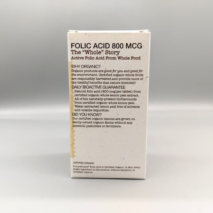 Ácido Fólico – 800mcg - 120 tabletas- Certificado Orgánico