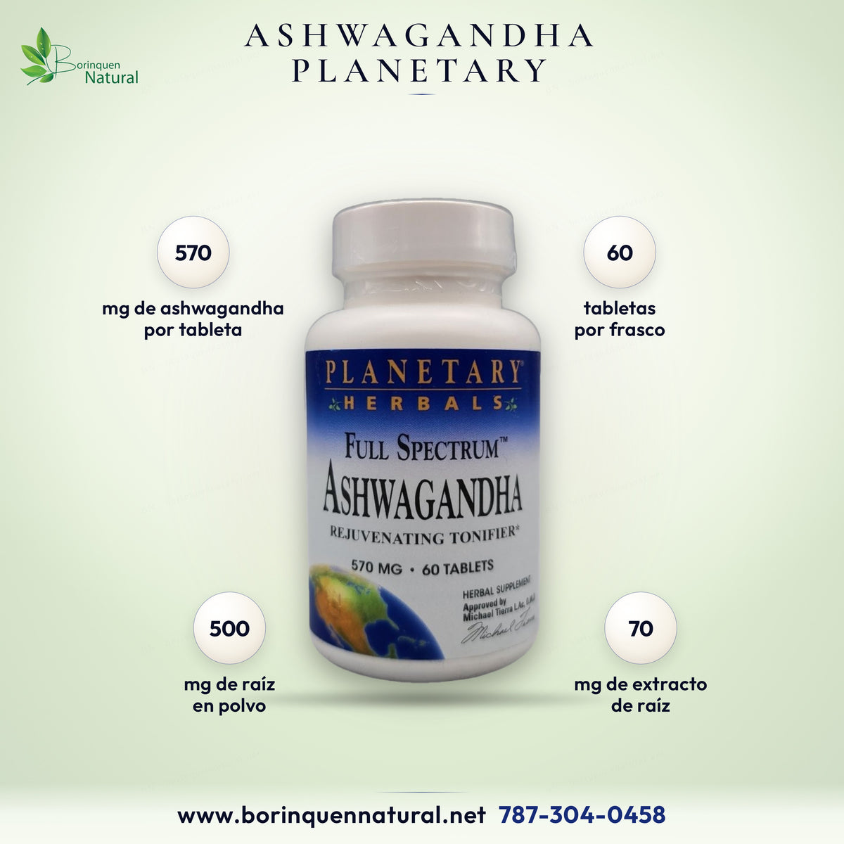 Full Spectrum Ashwagandha de Planetary Herbals, 570 mg, frasco de 60 tabletas