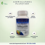 Ashwagandha 570 mg Planetary Herbals 60 Tabletas para el Estrés
