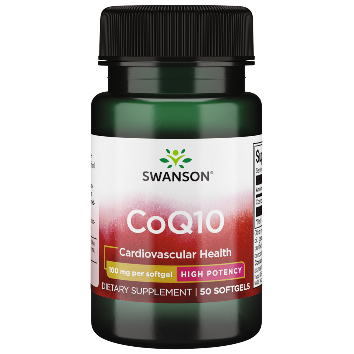 CoQ10 100 mg Swanson Alta Potencia para Salud Cardiovascular, 50 Softgels