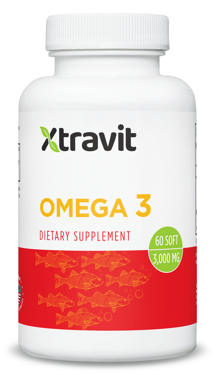 Omega 3 Aceite de Pescado 3000 mg Xtravit, 60 Cápsulas Blandas
