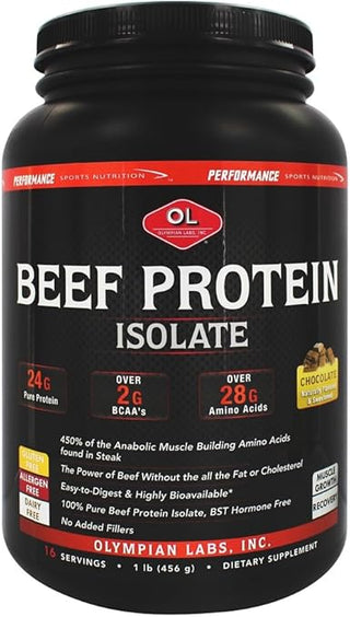 Proteína de Res Aislada Olympian Labs, Chocolate 24 g Proteína 1 lb
