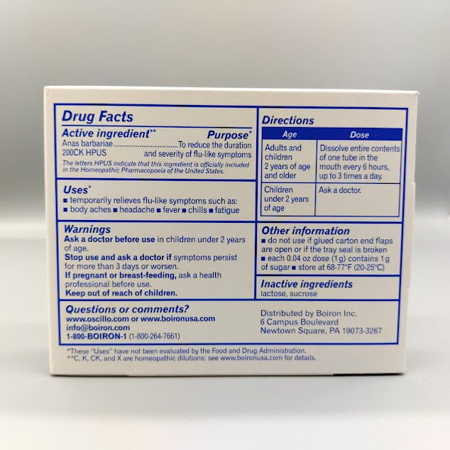 Boiron Homeopathic Medicines Oscillococcinum 12 doses Cold &amp; Flu 223201  